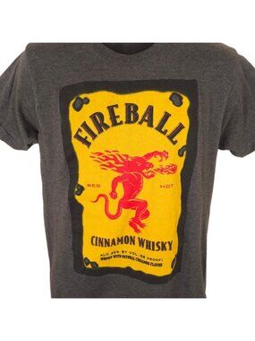 Fireball Cinnamon Whisky T Shirt Mens Size Medium Gray Liquor Promo Tee